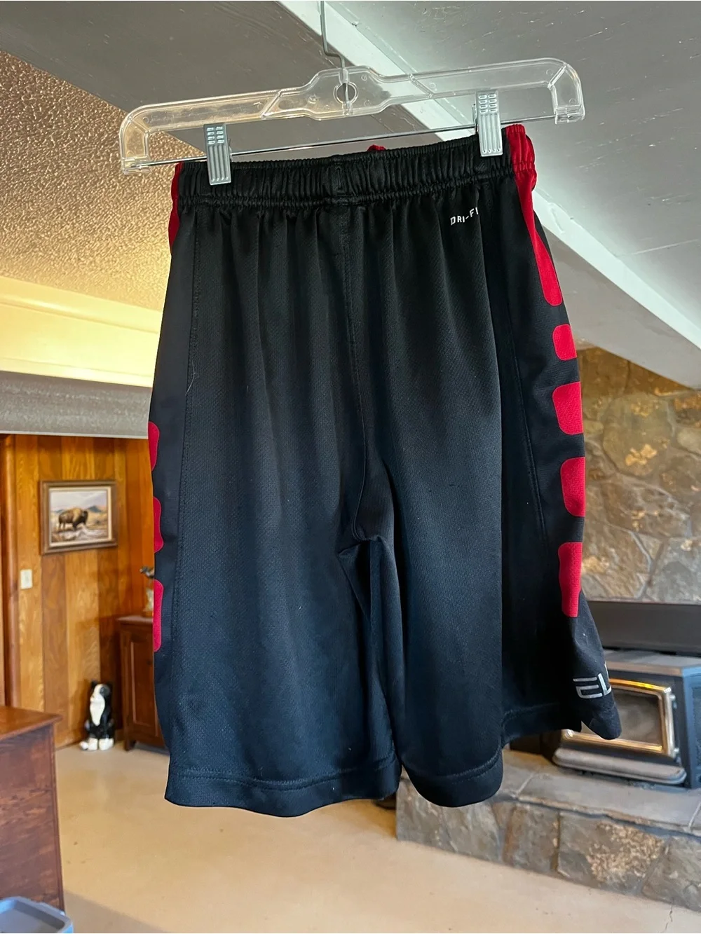 Nike Men’s Black Athletic Shorts with Red Side Panels